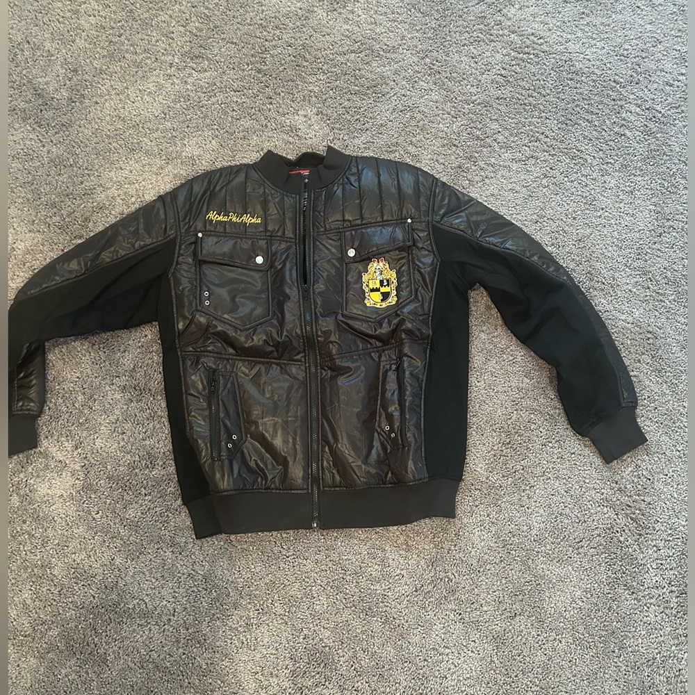 Divine Nine Big Boy Alpha Phi Alpha Black and Gold Men’s Jacket